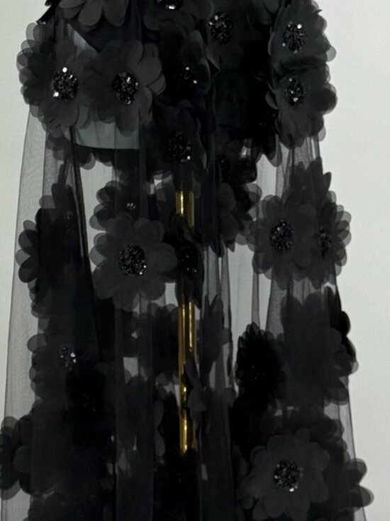 🆕 BRONX & BANCO 🧿 NWOT Rosalie Noir Floral-Appliqué Tulle Gown, Sz M US 6 - Picture 3 of 16